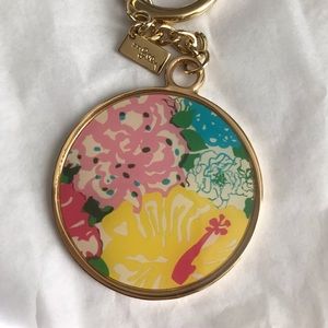 Authentic Lilly Pulitzer Hibiscus Enamel Keychain